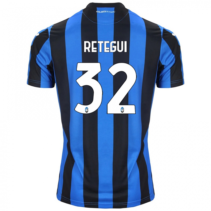 Børn Mateo Retegui #32 Blå Sort Hjemmebane Spillertrøjer 2024/25 Trøje T-Shirt