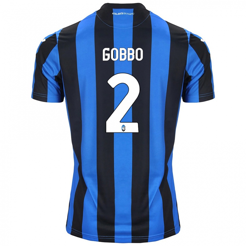 Børn Luca Gobbo #2 Blå Sort Hjemmebane Spillertrøjer 2024/25 Trøje T-Shirt