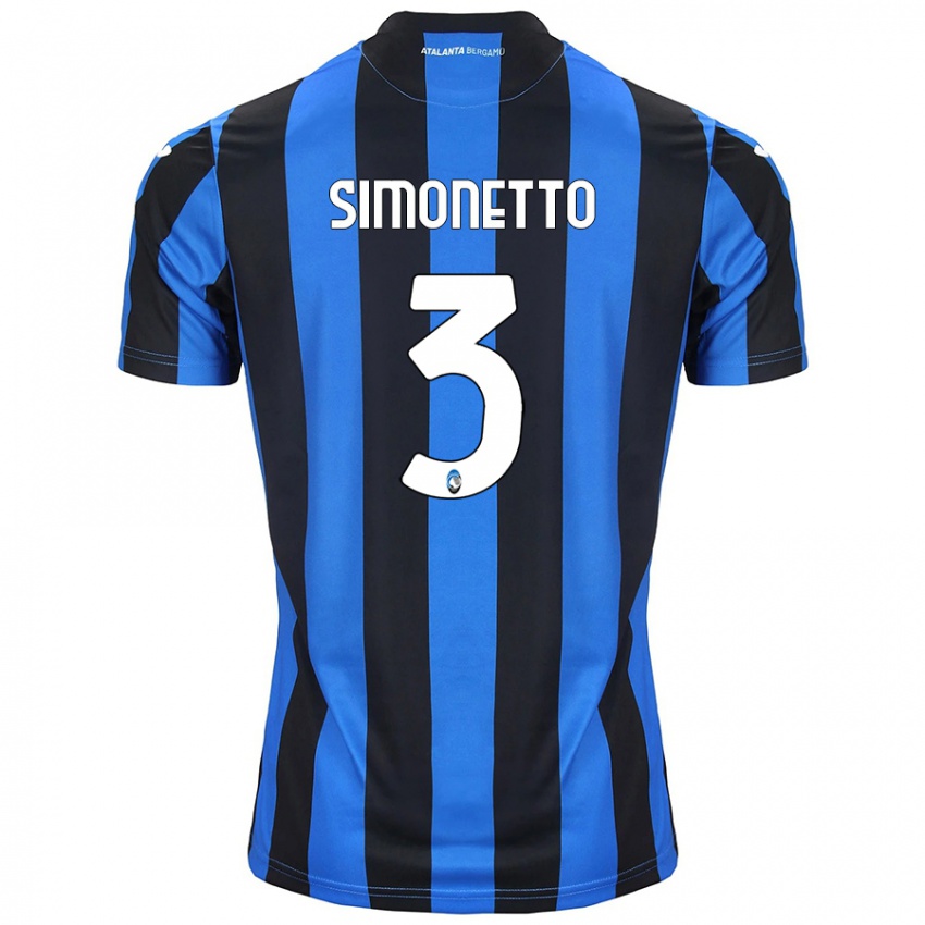 Børn Federico Simonetto #3 Blå Sort Hjemmebane Spillertrøjer 2024/25 Trøje T-Shirt