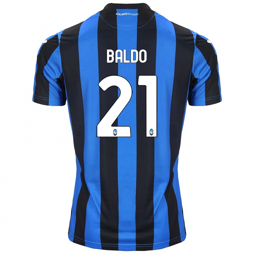 Børn Nicolò Baldo #21 Blå Sort Hjemmebane Spillertrøjer 2024/25 Trøje T-Shirt