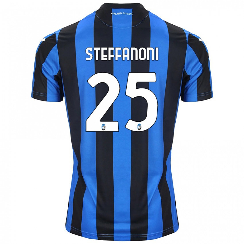 Børn Federico Steffanoni #25 Blå Sort Hjemmebane Spillertrøjer 2024/25 Trøje T-Shirt