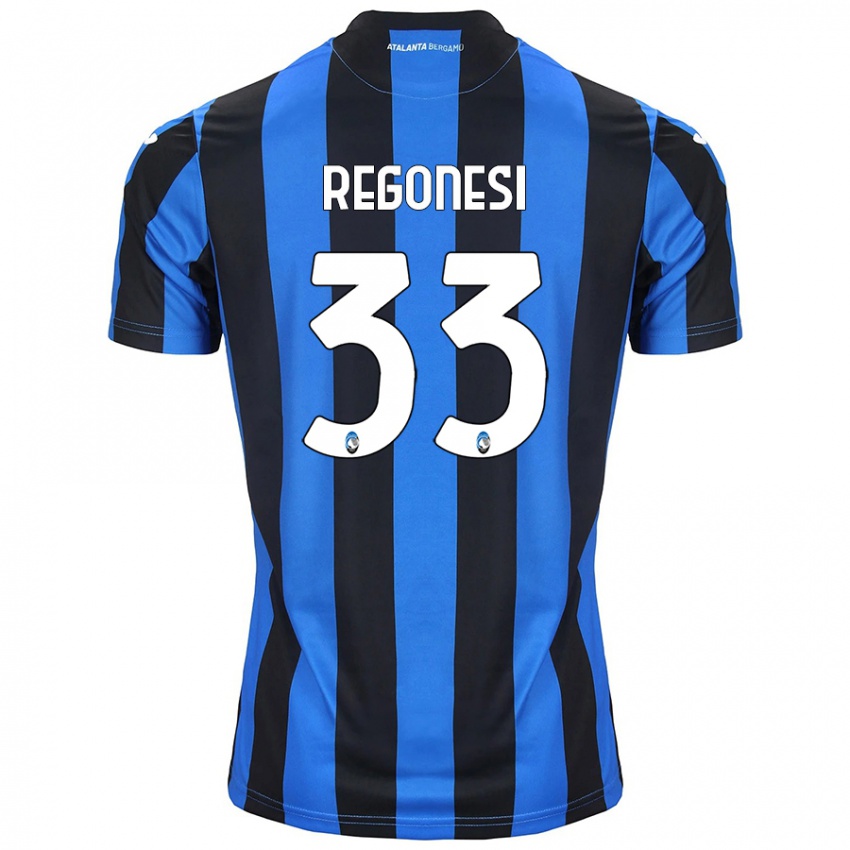 Børn Iacopo Regonesi #33 Blå Sort Hjemmebane Spillertrøjer 2024/25 Trøje T-Shirt