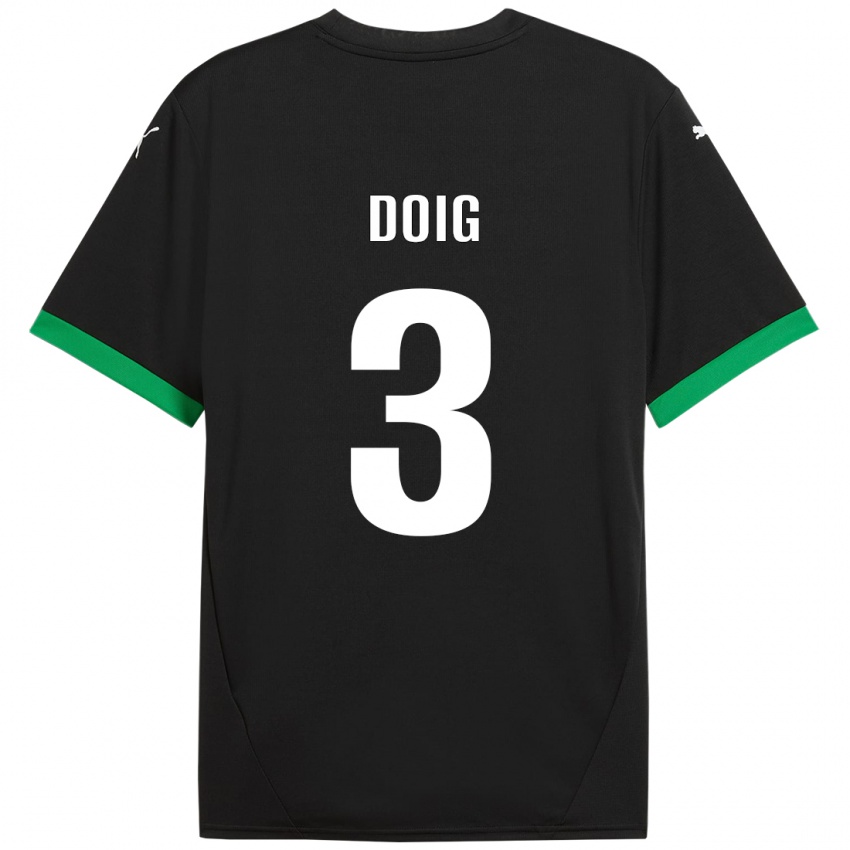 Børn Josh Doig #3 Sort Mørkegrøn Hjemmebane Spillertrøjer 2024/25 Trøje T-Shirt