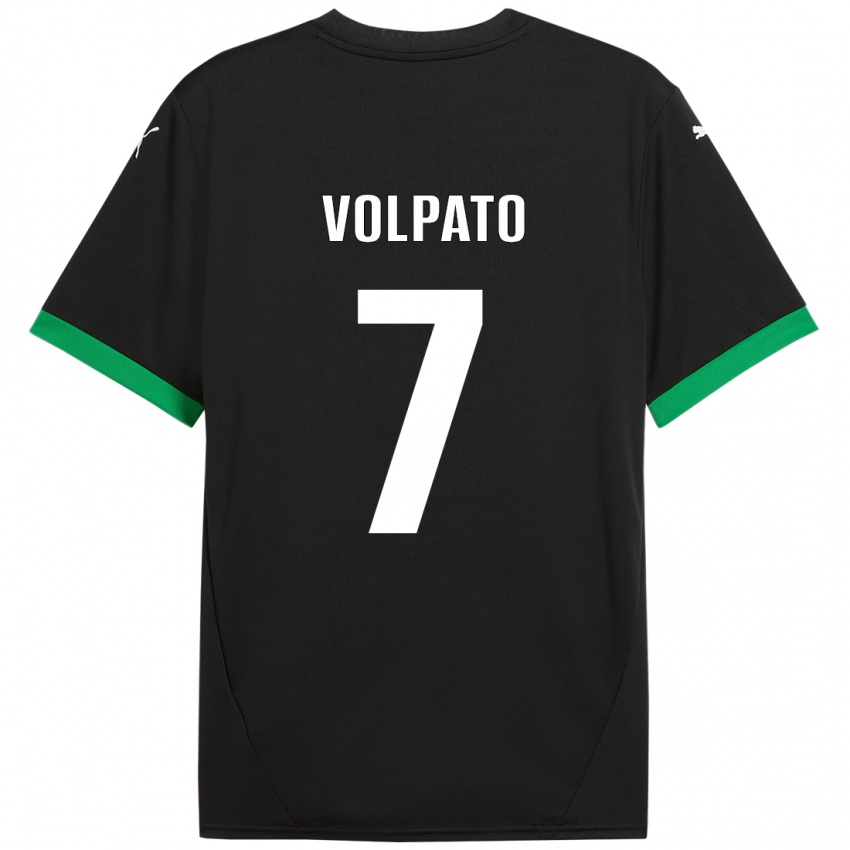 Børn Cristian Volpato #7 Sort Mørkegrøn Hjemmebane Spillertrøjer 2024/25 Trøje T-Shirt