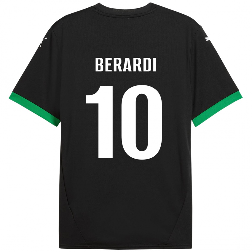 Børn Domenico Berardi #10 Sort Mørkegrøn Hjemmebane Spillertrøjer 2024/25 Trøje T-Shirt