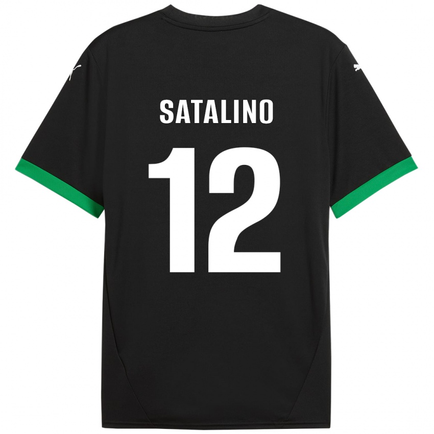 Børn Giacomo Satalino #12 Sort Mørkegrøn Hjemmebane Spillertrøjer 2024/25 Trøje T-Shirt