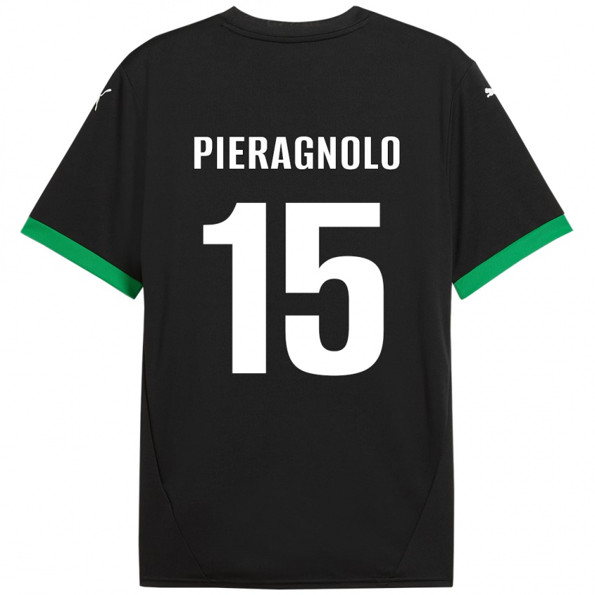 Børn Edoardo Pieragnolo #15 Sort Mørkegrøn Hjemmebane Spillertrøjer 2024/25 Trøje T-Shirt