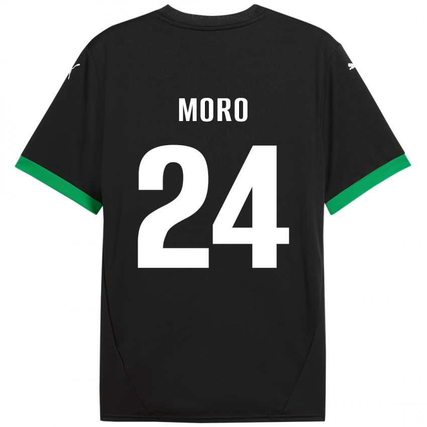 Børn Luca Moro #24 Sort Mørkegrøn Hjemmebane Spillertrøjer 2024/25 Trøje T-Shirt