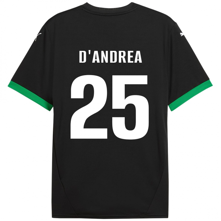 Børn Luca D'andrea #25 Sort Mørkegrøn Hjemmebane Spillertrøjer 2024/25 Trøje T-Shirt