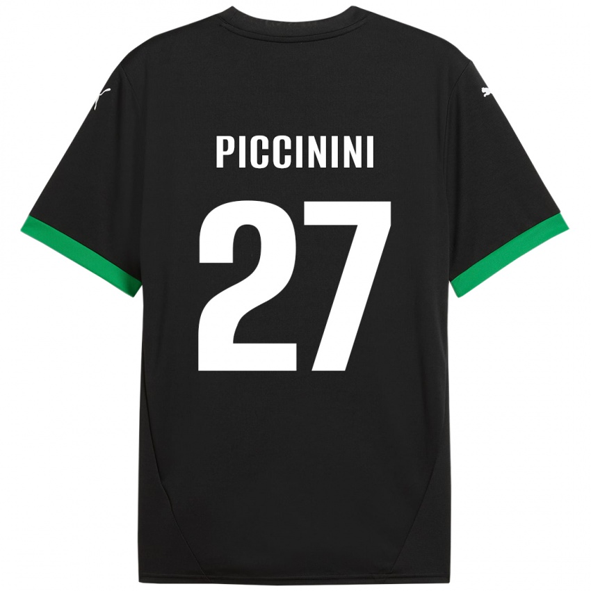 Børn Stefano Piccinini #27 Sort Mørkegrøn Hjemmebane Spillertrøjer 2024/25 Trøje T-Shirt