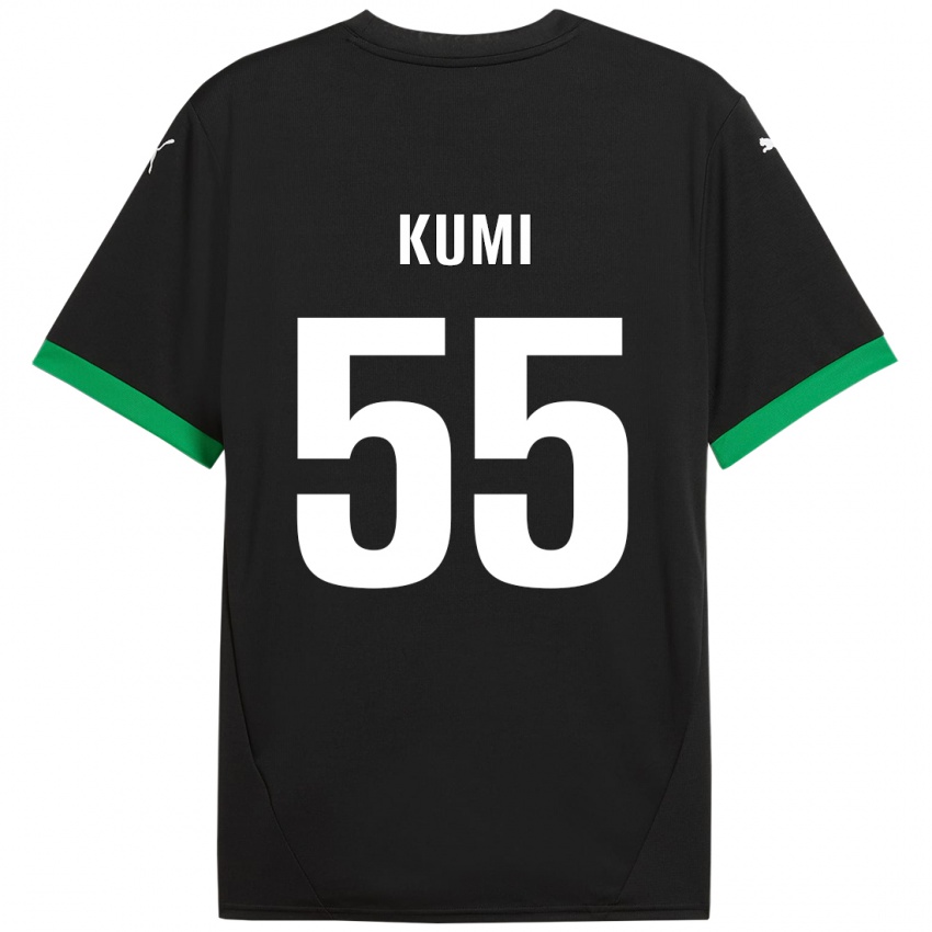 Børn Justin Kumi #55 Sort Mørkegrøn Hjemmebane Spillertrøjer 2024/25 Trøje T-Shirt