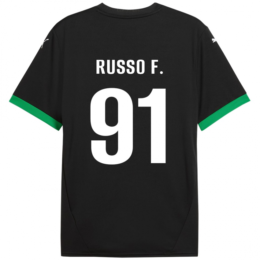 Børn Flavio Russo #91 Sort Mørkegrøn Hjemmebane Spillertrøjer 2024/25 Trøje T-Shirt