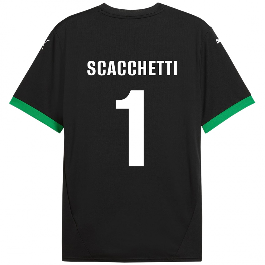 Børn Alessandro Scacchetti #1 Sort Mørkegrøn Hjemmebane Spillertrøjer 2024/25 Trøje T-Shirt