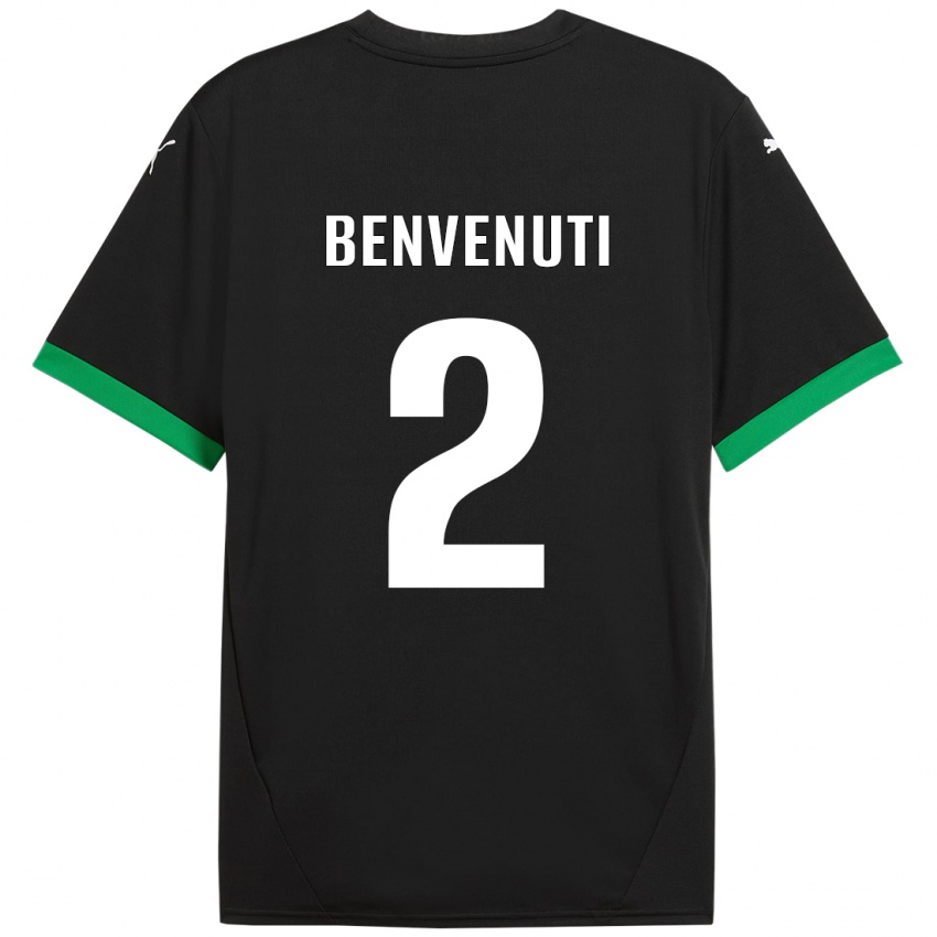 Børn Giacomo Benvenuti #2 Sort Mørkegrøn Hjemmebane Spillertrøjer 2024/25 Trøje T-Shirt