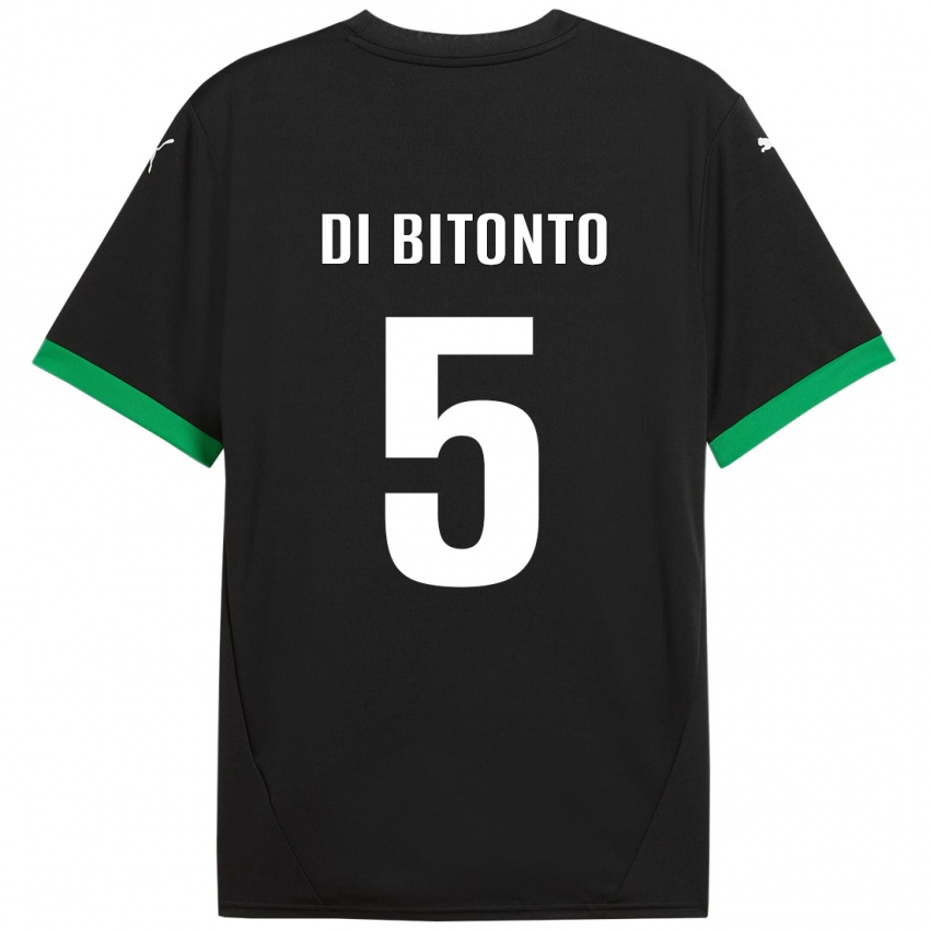 Børn Alessandro Di Bitonto #5 Sort Mørkegrøn Hjemmebane Spillertrøjer 2024/25 Trøje T-Shirt