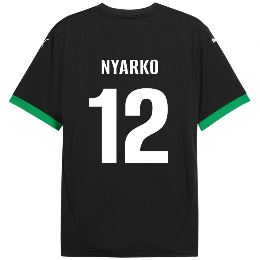 Børn Lorenzo Nyarko #12 Sort Mørkegrøn Hjemmebane Spillertrøjer 2024/25 Trøje T-Shirt