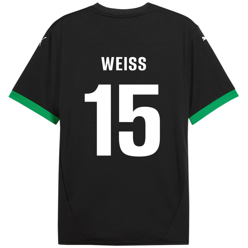 Børn David Weiss #15 Sort Mørkegrøn Hjemmebane Spillertrøjer 2024/25 Trøje T-Shirt