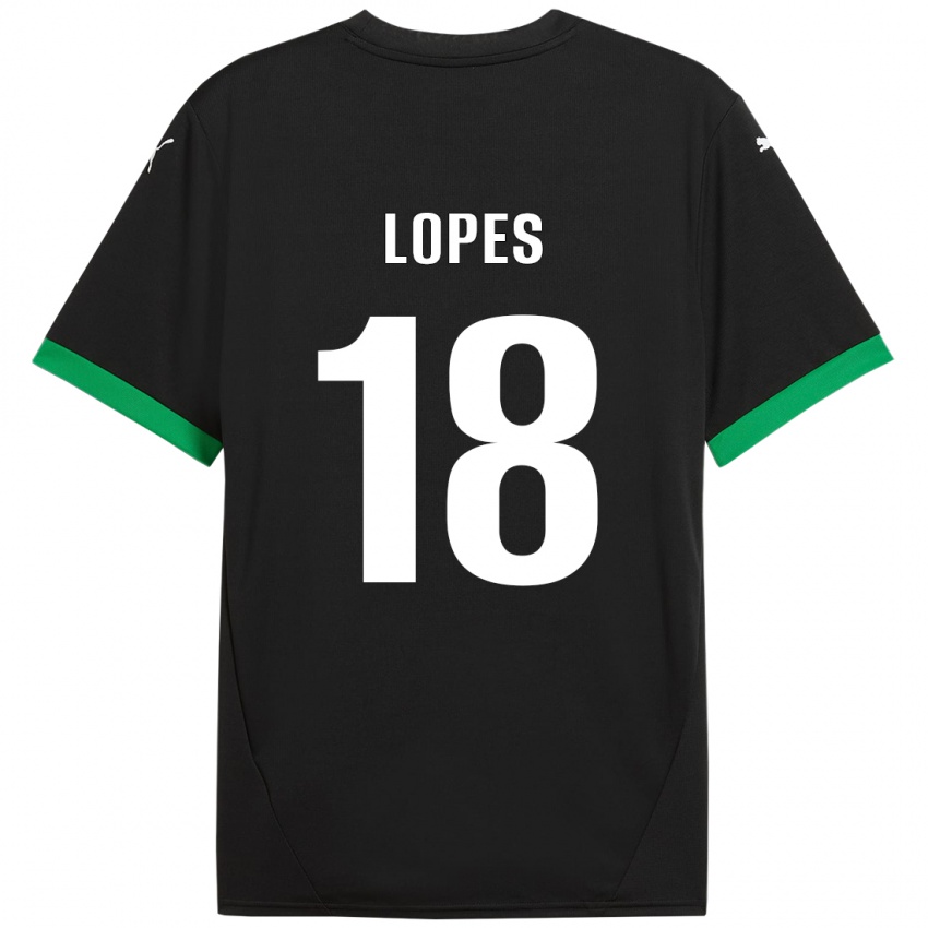 Børn Emerick Lopes #18 Sort Mørkegrøn Hjemmebane Spillertrøjer 2024/25 Trøje T-Shirt