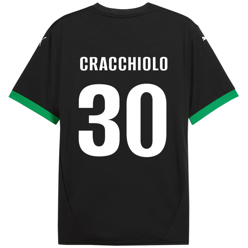 Børn Leonardo Cracchiolo #30 Sort Mørkegrøn Hjemmebane Spillertrøjer 2024/25 Trøje T-Shirt