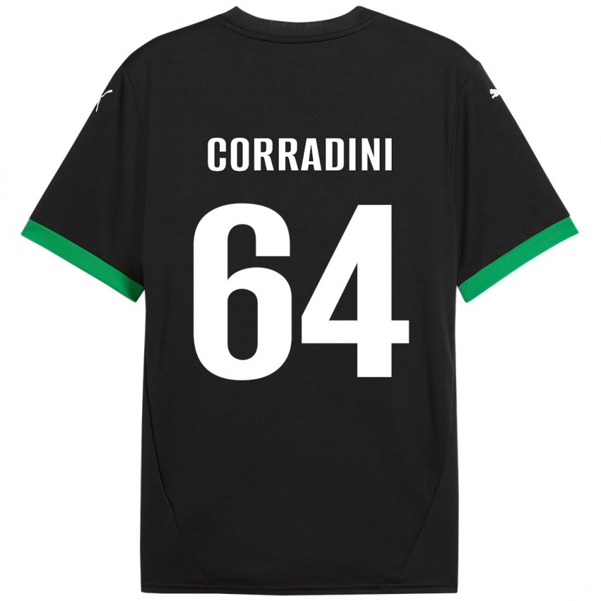 Børn Francesco Corradini #64 Sort Mørkegrøn Hjemmebane Spillertrøjer 2024/25 Trøje T-Shirt