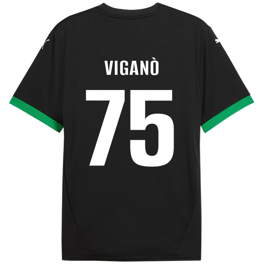 Børn Lorenzo Viganò #75 Sort Mørkegrøn Hjemmebane Spillertrøjer 2024/25 Trøje T-Shirt