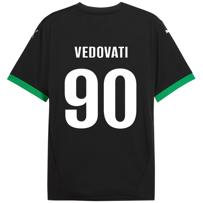 Børn Gabriele Vedovati #90 Sort Mørkegrøn Hjemmebane Spillertrøjer 2024/25 Trøje T-Shirt