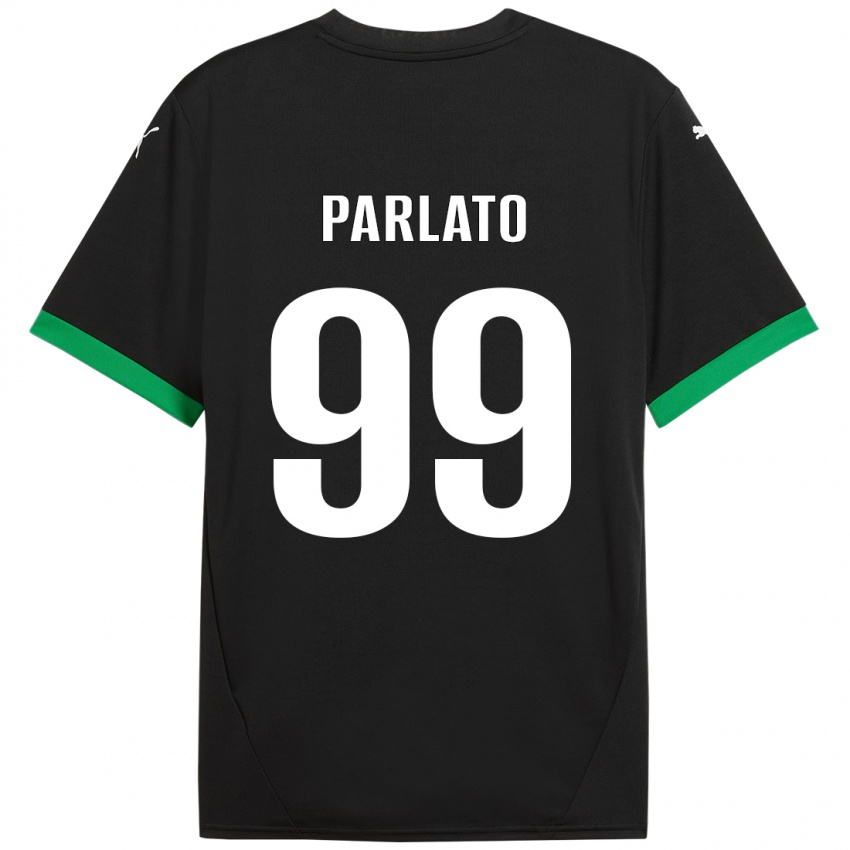 Børn Claudio Parlato #99 Sort Mørkegrøn Hjemmebane Spillertrøjer 2024/25 Trøje T-Shirt