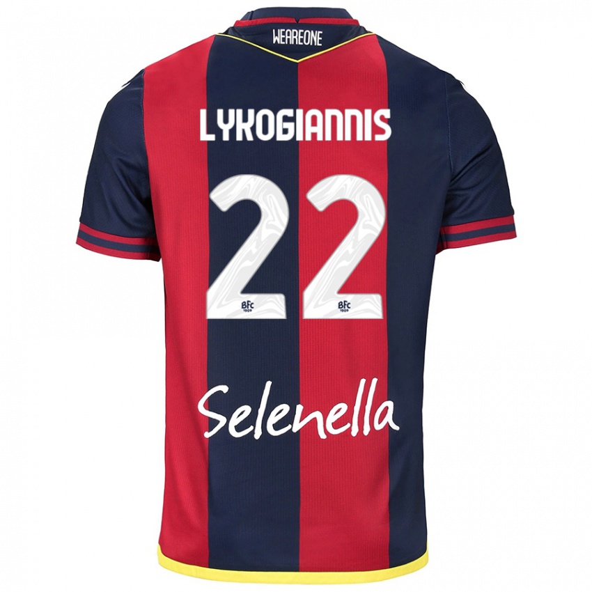 Børn Charalampos Lykogiannis #22 Rød Kongeblå Hjemmebane Spillertrøjer 2024/25 Trøje T-Shirt