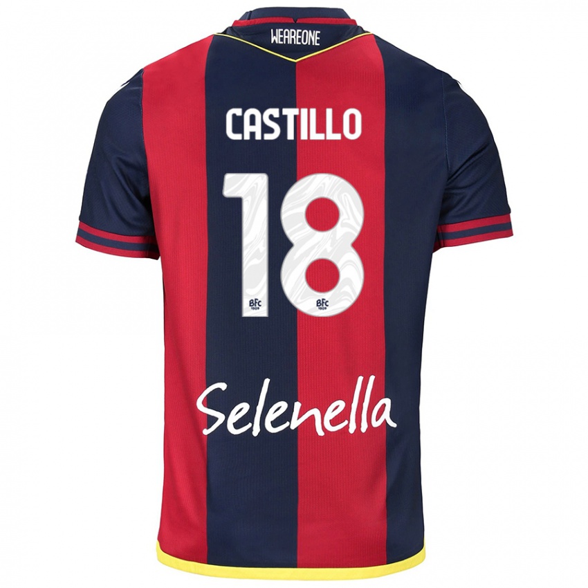 Børn Tomas Castillo #18 Rød Kongeblå Hjemmebane Spillertrøjer 2024/25 Trøje T-Shirt