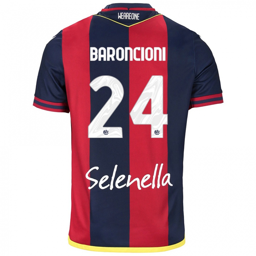 Børn Davide Baroncioni #24 Rød Kongeblå Hjemmebane Spillertrøjer 2024/25 Trøje T-Shirt