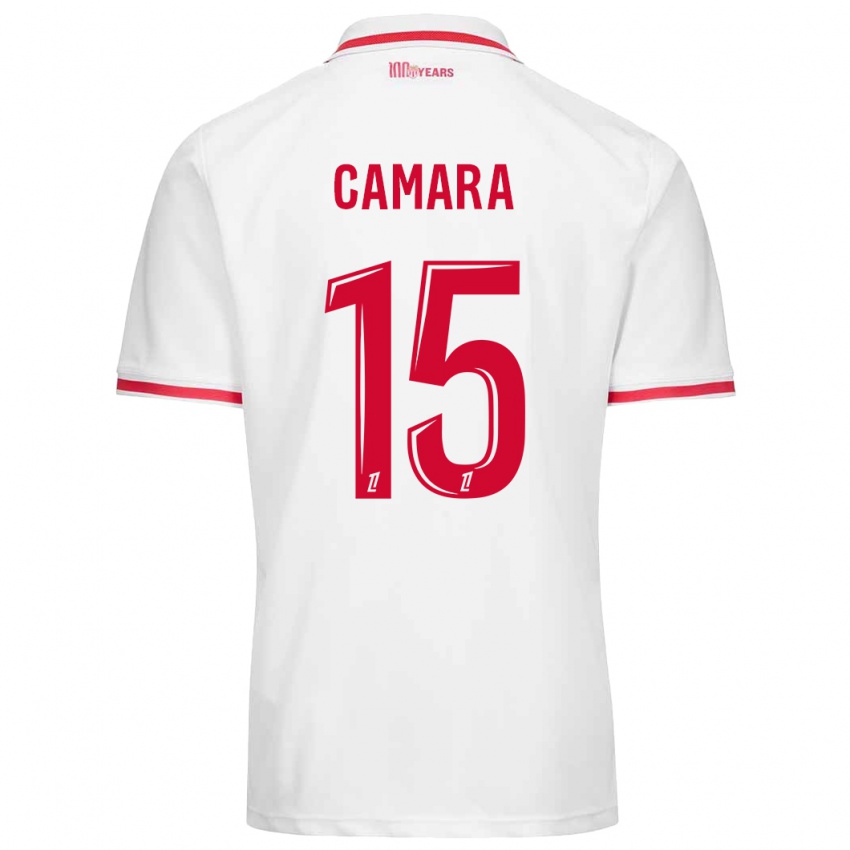 Børn Lamine Camara #15 Hvid Rød Hjemmebane Spillertrøjer 2024/25 Trøje T-Shirt