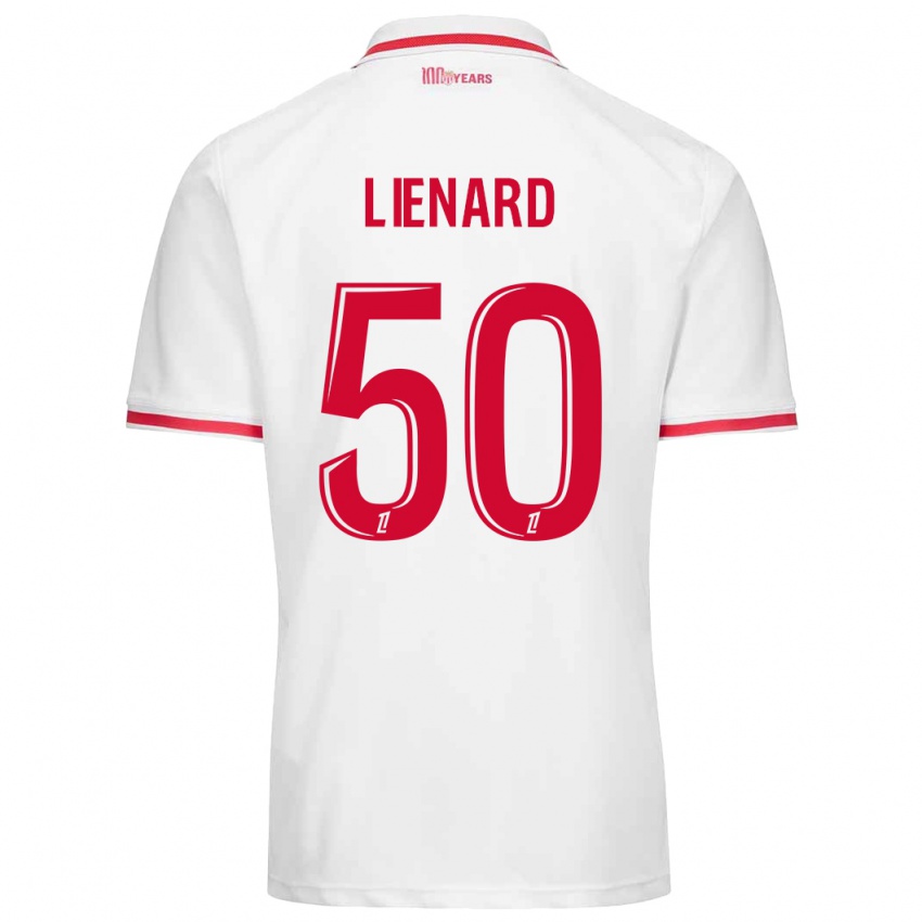 Børn Yann Lienard #50 Hvid Rød Hjemmebane Spillertrøjer 2024/25 Trøje T-Shirt