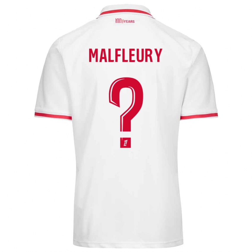 Børn Geoffrey Malfleury #0 Hvid Rød Hjemmebane Spillertrøjer 2024/25 Trøje T-Shirt