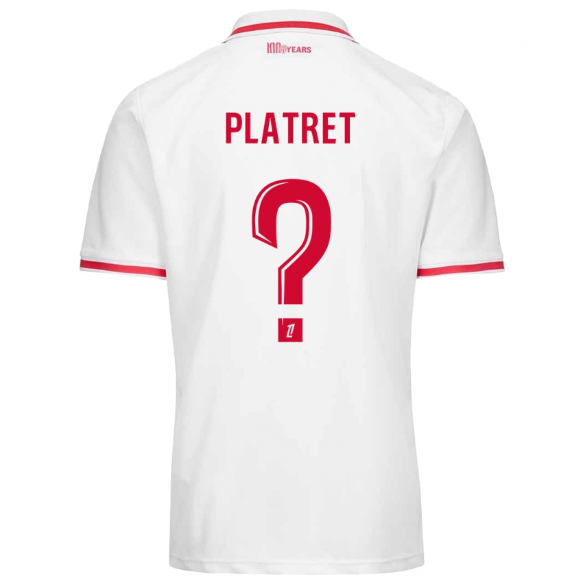 Børn Aurélien Platret #0 Hvid Rød Hjemmebane Spillertrøjer 2024/25 Trøje T-Shirt