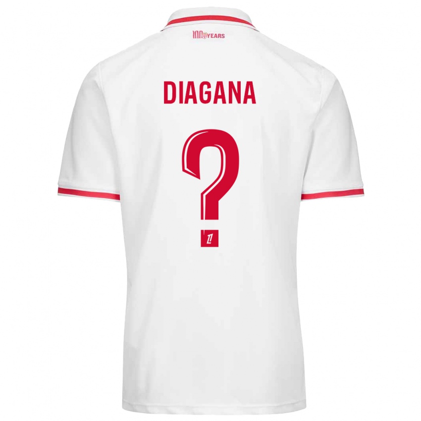 Børn Abdoulaye Diagana #0 Hvid Rød Hjemmebane Spillertrøjer 2024/25 Trøje T-Shirt