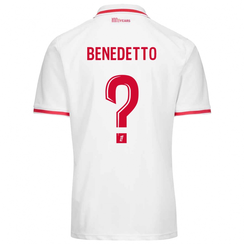 Børn Antéo Benedetto #0 Hvid Rød Hjemmebane Spillertrøjer 2024/25 Trøje T-Shirt