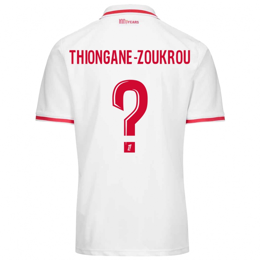 Børn Ackah-Tidiane Thiongane-Zoukrou #0 Hvid Rød Hjemmebane Spillertrøjer 2024/25 Trøje T-Shirt