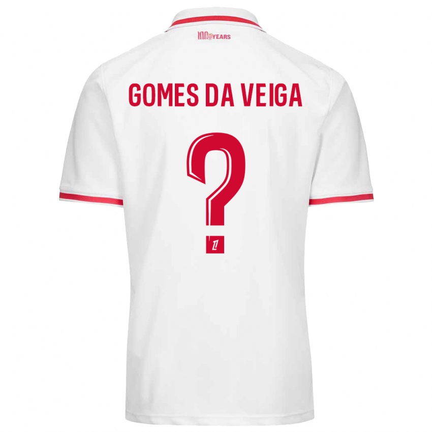 Børn Melvin Gomes Da Veiga #0 Hvid Rød Hjemmebane Spillertrøjer 2024/25 Trøje T-Shirt