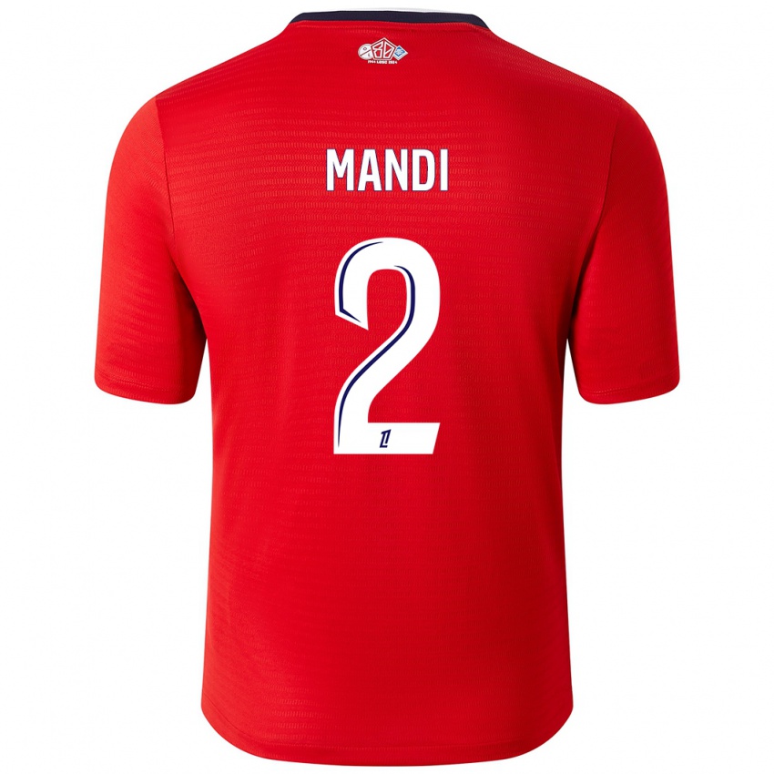 Børn Aïssa Mandi #2 Rød Hvid Hjemmebane Spillertrøjer 2024/25 Trøje T-Shirt