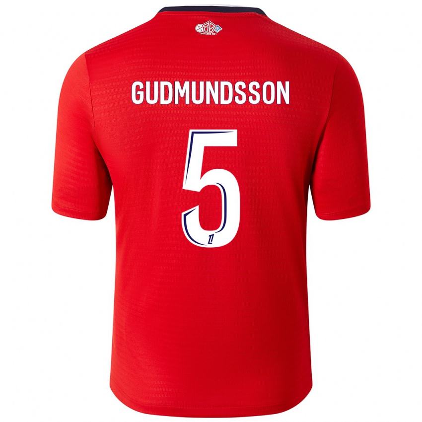 Børn Gabriel Gudmundsson #5 Rød Hvid Hjemmebane Spillertrøjer 2024/25 Trøje T-Shirt