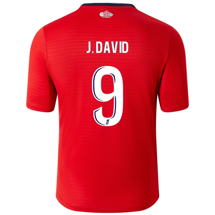 Børn Jonathan David #9 Rød Hvid Hjemmebane Spillertrøjer 2024/25 Trøje T-Shirt