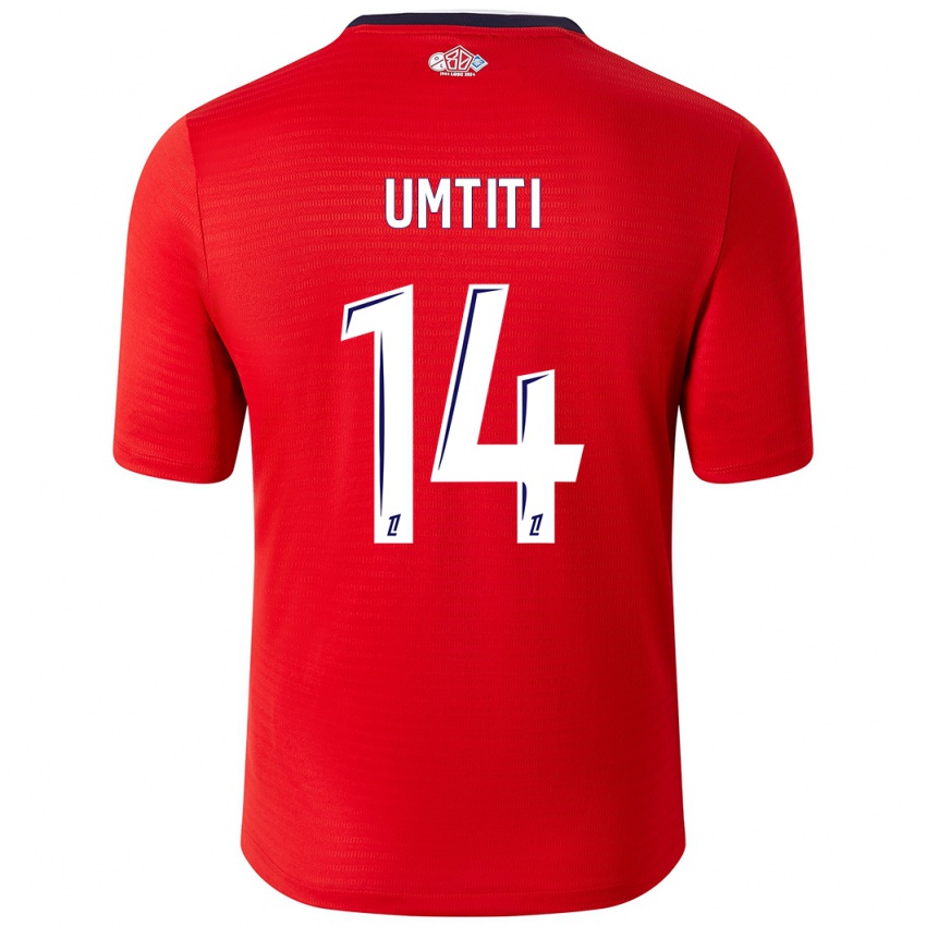 Børn Samuel Umtiti #14 Rød Hvid Hjemmebane Spillertrøjer 2024/25 Trøje T-Shirt