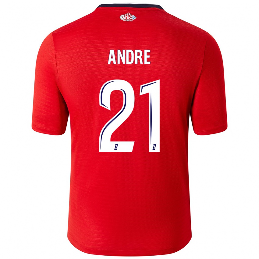 Børn Benjamin André #21 Rød Hvid Hjemmebane Spillertrøjer 2024/25 Trøje T-Shirt