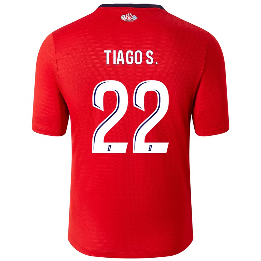 Børn Tiago Santos #22 Rød Hvid Hjemmebane Spillertrøjer 2024/25 Trøje T-Shirt