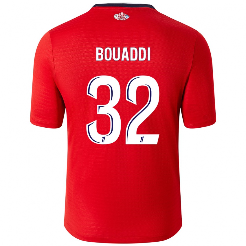 Børn Ayyoub Bouaddi #32 Rød Hvid Hjemmebane Spillertrøjer 2024/25 Trøje T-Shirt