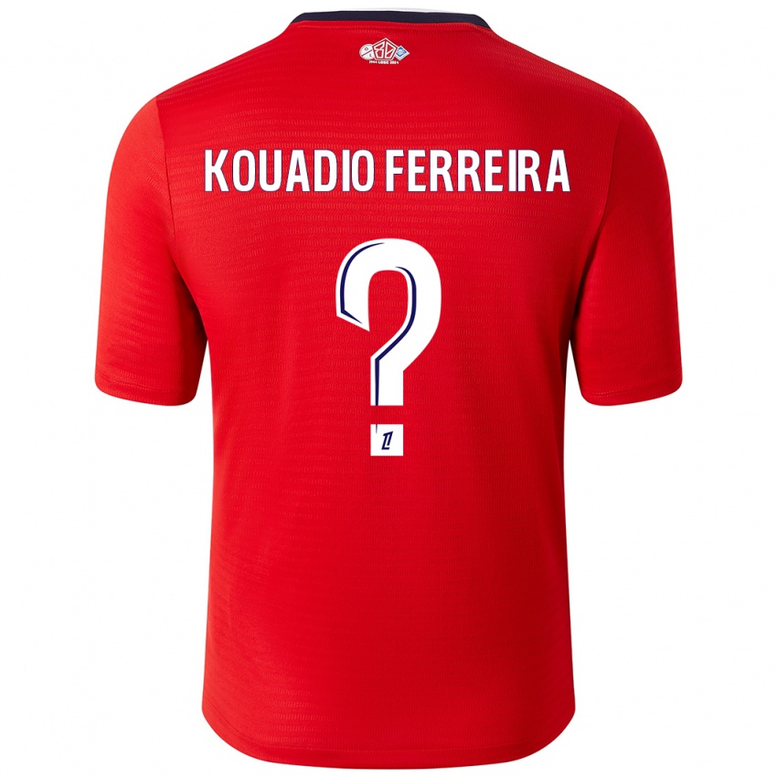 Børn Wilfrid Kouadio Ferreira #0 Rød Hvid Hjemmebane Spillertrøjer 2024/25 Trøje T-Shirt