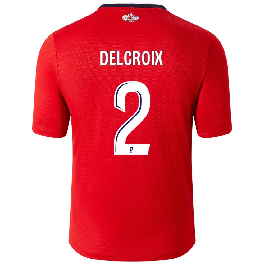 Børn Céleste Delcroix #2 Rød Hvid Hjemmebane Spillertrøjer 2024/25 Trøje T-Shirt