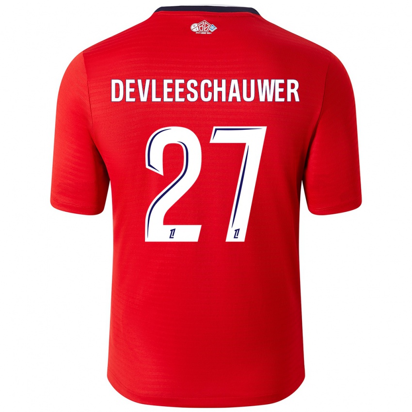 Børn Gwenaëlle Devleeschauwer #27 Rød Hvid Hjemmebane Spillertrøjer 2024/25 Trøje T-Shirt