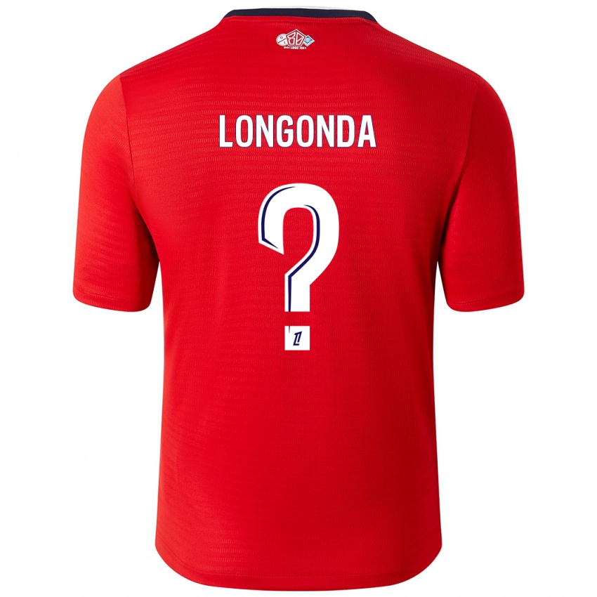 Børn Jean-Pierre Longonda #0 Rød Hvid Hjemmebane Spillertrøjer 2024/25 Trøje T-Shirt