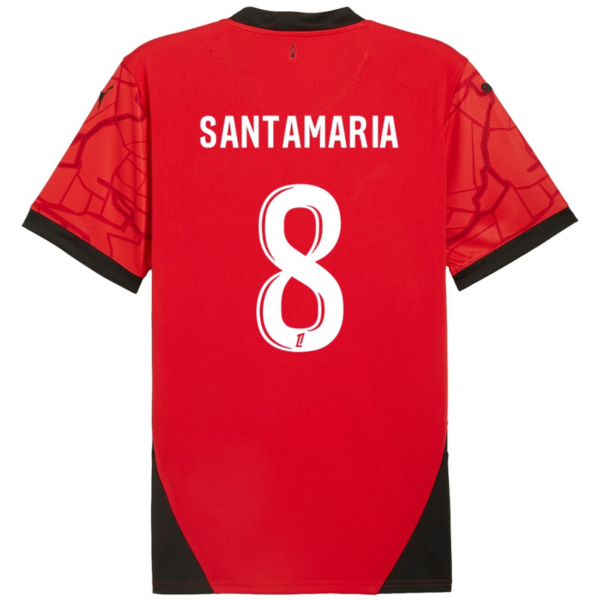 Børn Baptiste Santamaria #8 Rød Sort Hjemmebane Spillertrøjer 2024/25 Trøje T-Shirt